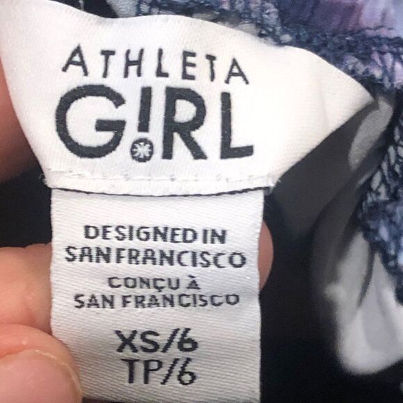 Athleta Girl XS 6 All Play Shorts Purple Blue Black Tie Dye Activewear Running - Picture 3 of 3